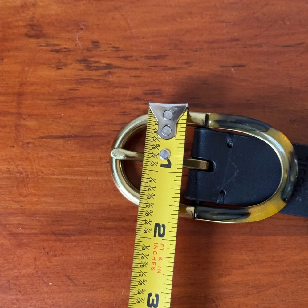 Fossil Black Belt with Tortoiseshell Gold-Tone Buckle Sz small